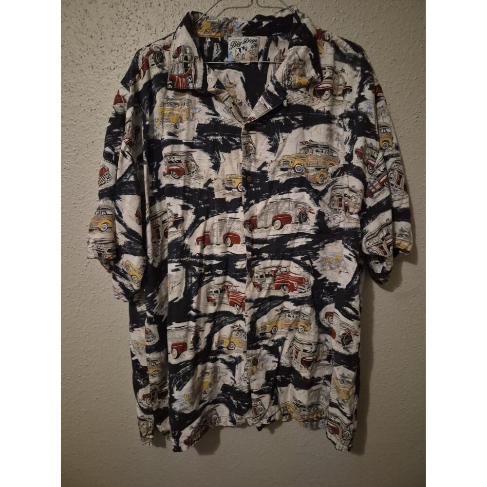 Big Dogs Hawaiian Shirt, St. Bernards & Woody Cars XXL Men’s Vintage